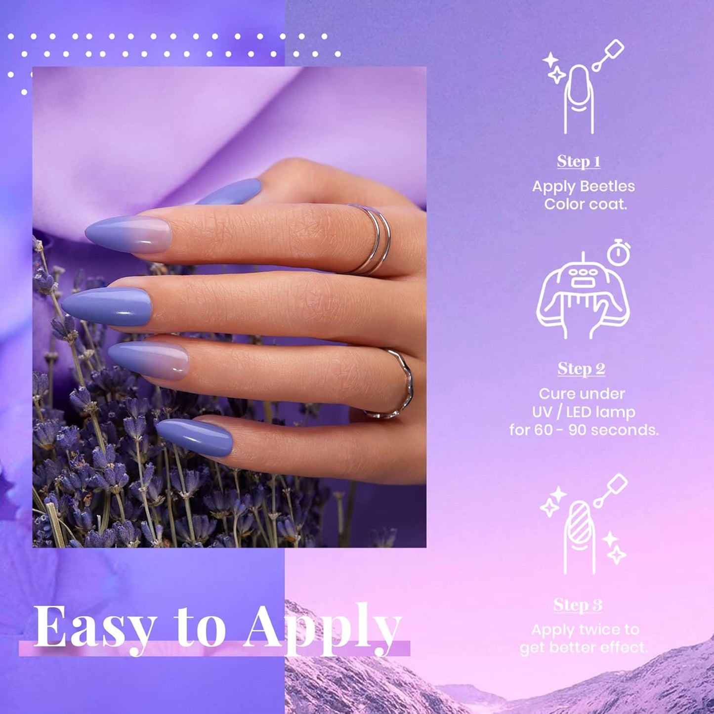 beetles Gel Polish Purple Gel Nail Polish Periwinkle Color 15ml Soak Off Uv Lamp Nail Art Manicure Salon Design DIY Home Gift for Women Girls-Velvo Beauty