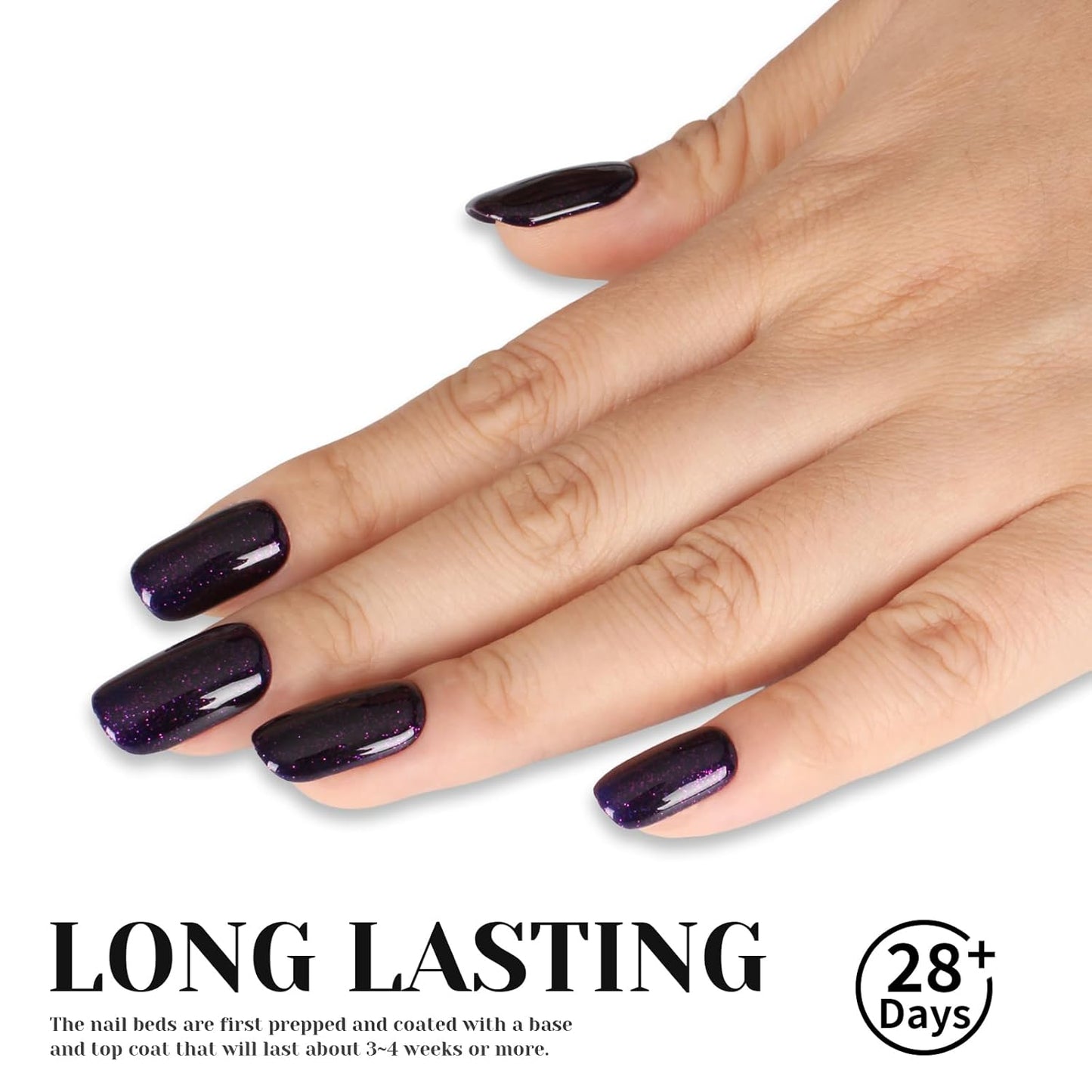 Dark Purple Glitter Gel Polish,Sparkly Shimmer Glitter Purple Gel Nail Polish,0.51 Fl Oz Soak Off UV Gel Polish for Nail Art Starter,Manicure Salon,Girls Women Gifts - GP0066-Velvo Beauty