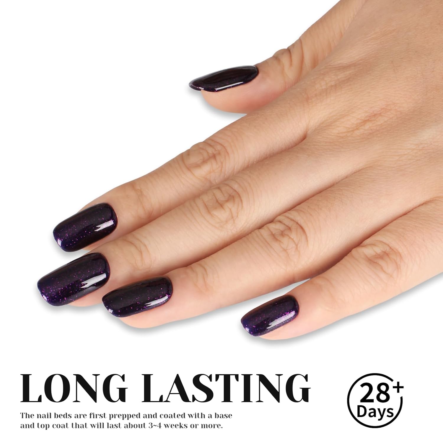 Dark Purple Glitter Gel Polish,Sparkly Shimmer Glitter Purple Gel Nail Polish,0.51 Fl Oz Soak Off UV Gel Polish for Nail Art Starter,Manicure Salon,Girls Women Gifts - GP0066-Velvo Beauty