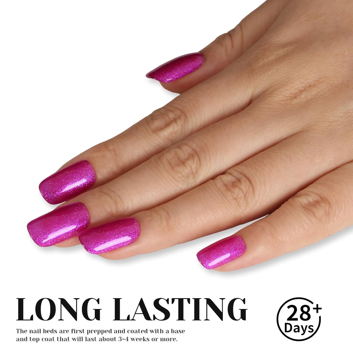 Glitter Gel Nail Polish,Sparkly Shimmer Fuchsia Gel Polish, 15ml UV/LED Soak Off Purple Gel Polish for Manicure Salon or DIY Nail Art at Home,Women Girls Gift - GP0092-Velvo Beauty