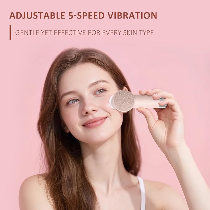 DAROMA Ultra-Soft Silicone Electric Face Scrubber - Rechargeable 2-in-1 Heating & Exfoliating Pore Cleaning Brush | Gentle Facial Cleansing Brush for Deep Cleaning | Facial Exfoliating Tools-Velvo Beauty