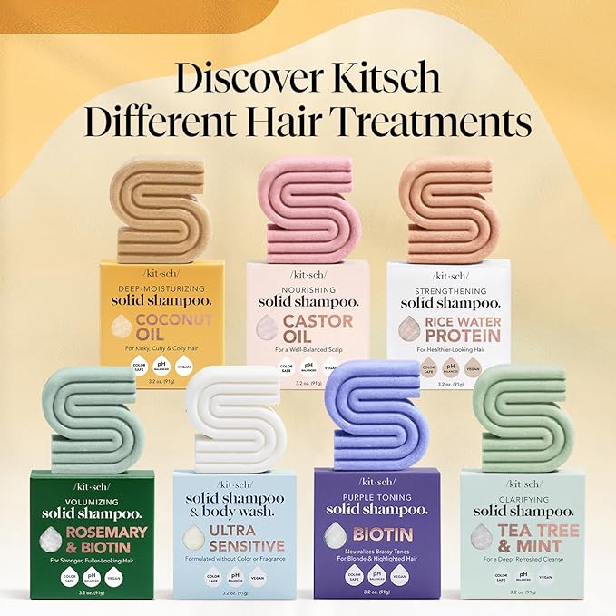 Kitsch Coconut Oil Shampoo Bar - Hydrate & Soften Dry Damaged Hair - Deep Moisturizing Curly Hair Shampoo - Safe Shampoo for Color Treated Hair - Silicone, Paraben & Sulfate Free - 3.2 oz-Velvo Beauty