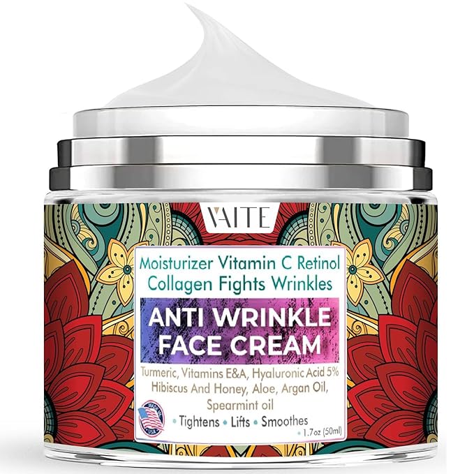 Wrinkle Cream for Women Face and Neck with Retinol, Collagen, Vitamins C, E, A, Turmeric, Hyaluronic Acid, Hibiscus Honey. Moisturizing and Reduce Wrinkles. Anti Aging Moisturizer for Sensitive Eyes-Velvo Beauty