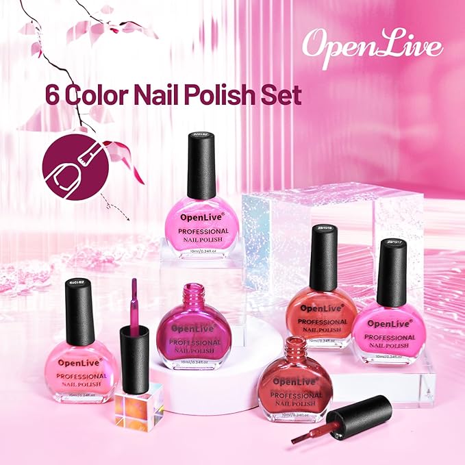 10ml 6 Colors Red Glitter Nail Polish Set Glitter Rose Red Pink Deep Purple Series Nail Polish Gifts for Women-Velvo Beauty