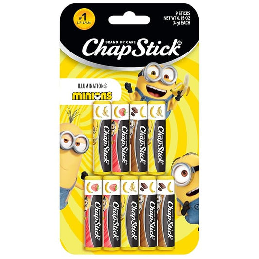 ChapStick Lip Balm, Minions Banana Variety Packs (9 Sticks), Party Favors for Kids, 0.15 Oz Ea-Velvo Beauty