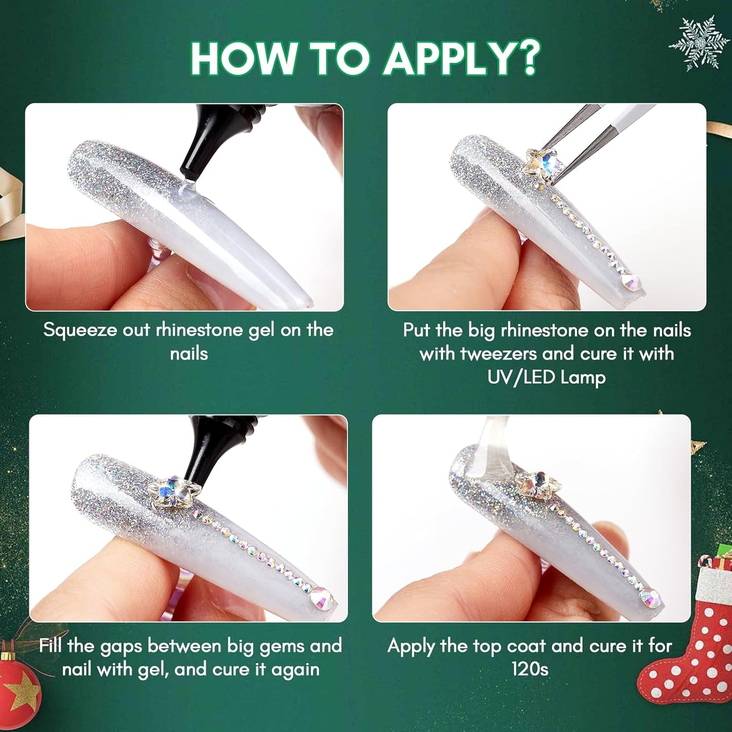 Makartt Christmas Decorations Gift Set: 48PCS 3D Nail Charms with Cartoon Santa, Elk, Tree, Bells for Women, Includes Art Tweezer, Acrylic Accessories for Nails Techs and DIY-Velvo Beauty