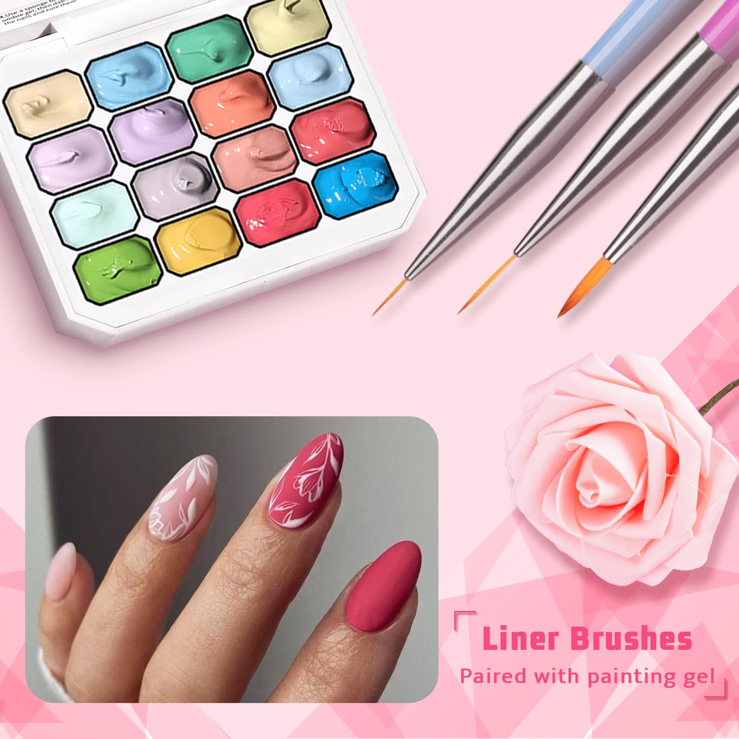 Sponge Pat Paint Nail Gel, Ombre Nails Gradient Gel Nail Blush Blooming Aura Nails Drawing Stripper Floral Painting DIY Nail Art, No Wipe, UV/LED Curing (16 Colors N)-Velvo Beauty