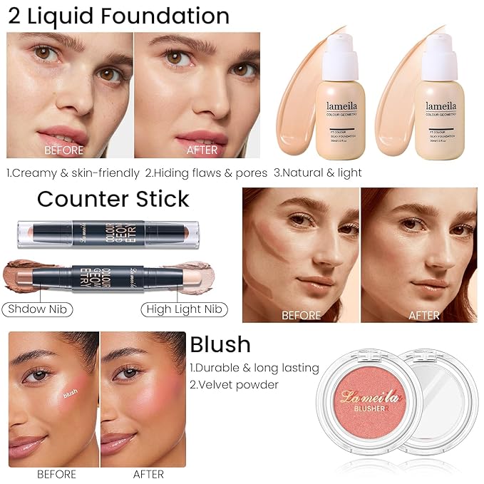 Makeup Kit for Girls Teens, Travel Makeup Kit, Facial Makeup Full Kit, Makeup Present Set for Beginners & Professionals, Cosmetic Bag Include Pigmented Blendable Eyeshadow Palette, concealer-Velvo Beauty