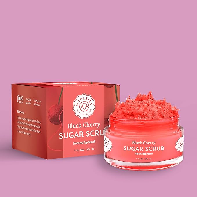 Sugar Lip Scrub | Ultra-Hydrating Exfoliator & Moisturizer for Dry or Chapped Lip | Shea Butter and Raw Sugar Scrubs | Pure & Natural | 1 Fl Oz (Black Cherry)-Velvo Beauty