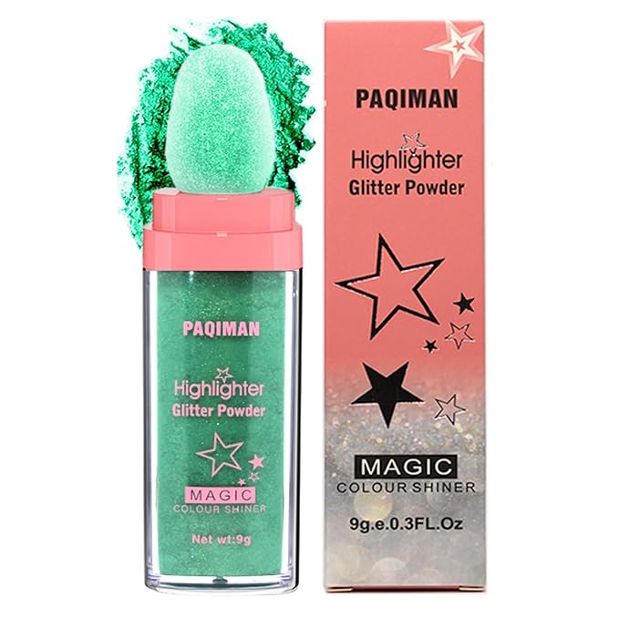 Green Glitter Powder for St Patricks Day, Face Glitters Holographic Sparkling Neon Outfit Party Decorations Festival Highlighter Makeup. (04# Green)-Velvo Beauty