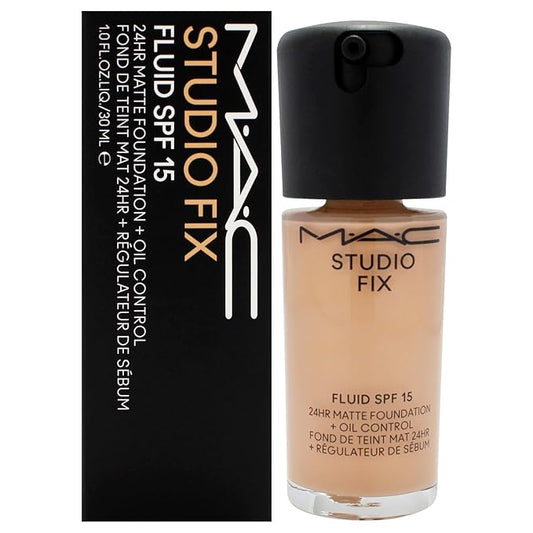 Studio Fix Fluid SPF 15 24Hr Matte Foundation Plus Oil Control - NC27 by MAC for Women - 1 oz Foundation-Velvo Beauty