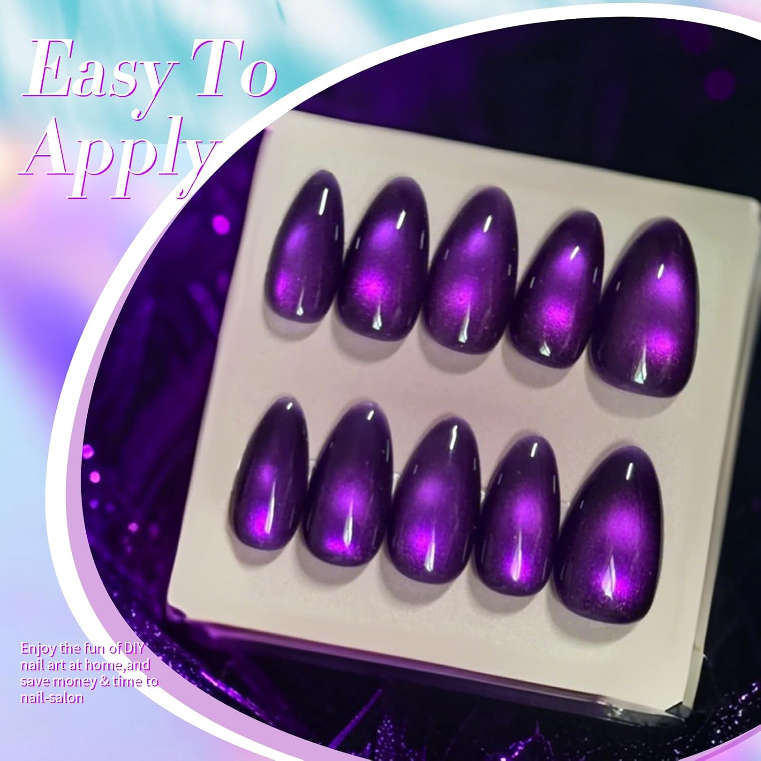 BORN PRETTY Cat Magnetic Eye Gel Nail Polish,Blackish Purple Jelly Glass Magnetic Gel Polish,Glitter Soak Off Nail Art Salon Manicure Home Gift 15ml-Velvo Beauty