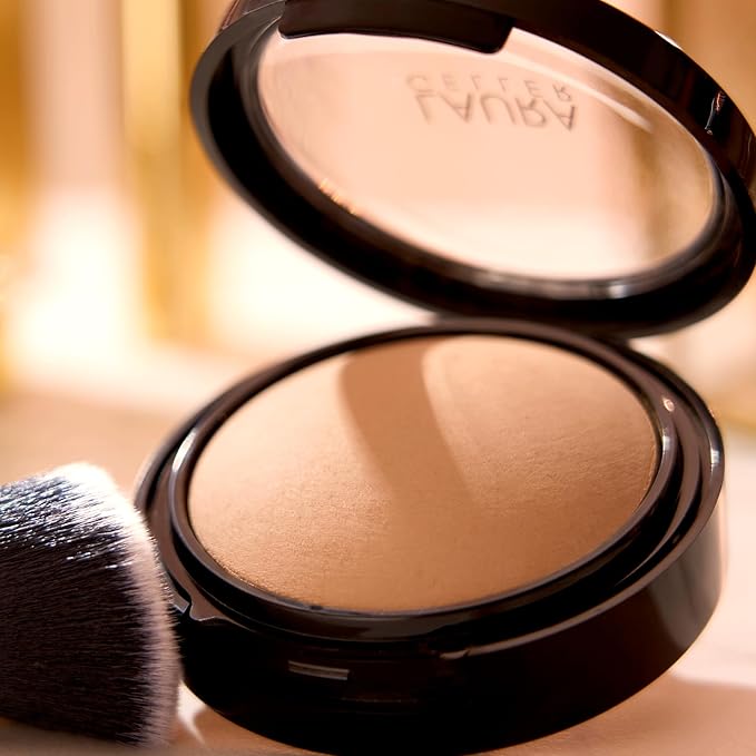 LAURA GELLER NEW YORK Baked Double Take Powder Foundation - Golden Medium - Buildable Medium to Full Coverage - Matte Finish-Velvo Beauty