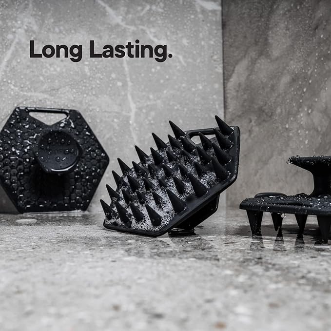 TOOLETRIES Scalp Scrubber - Silicone Exfoliating Hair Scrubber for Men, Bath & Shower Accessories - Durable Scalp Massager That Boosts Circulations & Strengthens Hair - Charcoal-Velvo Beauty