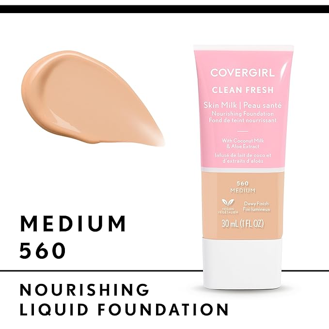 COVERGIRL, Clean Fresh Skin Milk Foundation, Medium, 1 Fl Oz (Pack of 2)-Velvo Beauty