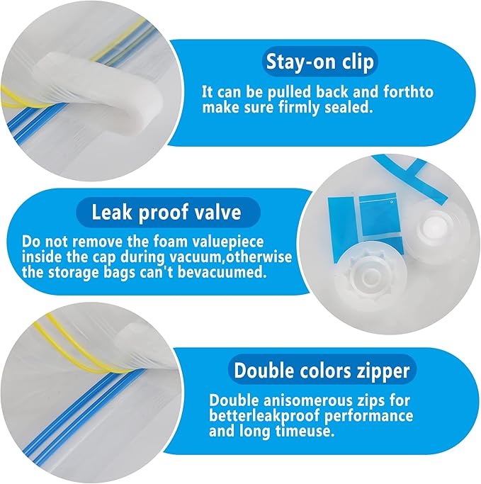 HIBAG Vacuum Storage Bags, 30-Pack Space Saver Vacuum Storage Bags, Vacuum Seal Bags for Clothing, Clothes, Comforters and Blankets (30C)-Velvo Beauty