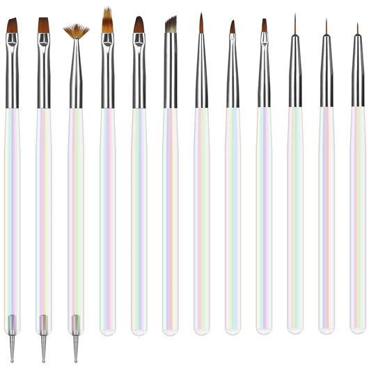 Artdone 12 PCS Nail Art Brushes Set Nail Art Liner Brush and Nail Dotting Pen Gel Polish Painting Tools For Nail Art Design Include Extension Gel Nail Brush And Arylic Nails-Velvo Beauty