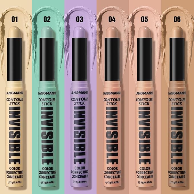 LANGMANNI Multi-Use Face Contour Stick,Highlighter & Concealer Stick, Combo Use For Correcting Color Balancing (#03+#04 Lavender+Dark Peach)-Velvo Beauty