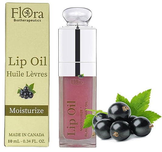 FLORA BLACK CURRANT LIP OIL | ORGANIC, PLANT-BASED | MOISTURIZE | 10 ML | MADE IN CANADA-Velvo Beauty