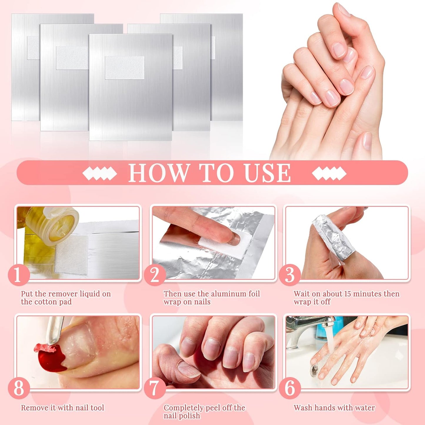 1000 Pcs Polish Remover Foil Wraps with Pre Attached Lint Pad for Removing, Silver-Velvo Beauty