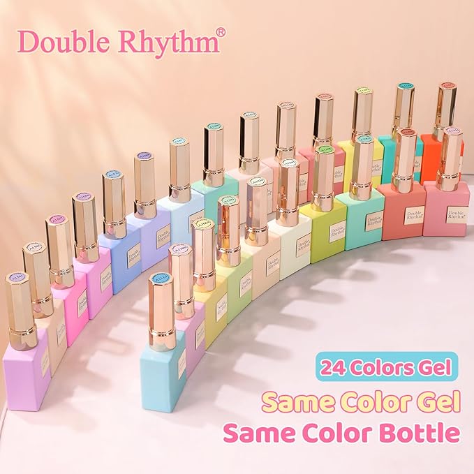 Double Rhythm 28Pcs 0.5Oz Gel Nail Polish Set Same Color Same Bottle Soak Off Gel Polish Kit Nail Art Manicure Salon DIY at Home for Women (Pastel Candy Collection-T24-5)-Velvo Beauty