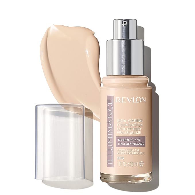 Revlon Illuminance Skin-Caring Liquid Foundation, Hyaluronic Acid, Hydrating and Nourishing Formula with Medium Coverage, 105 Cream Ivory (Pack of 1)-Velvo Beauty