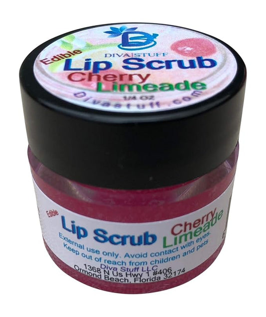 Diva Stuff Ultra Hydrating Lip Scrub for Soft Lips, Gentle Exfoliation, Moisturizer & Conditioner, Cherry Limeade – ¼ oz (Made in the USA)-Velvo Beauty