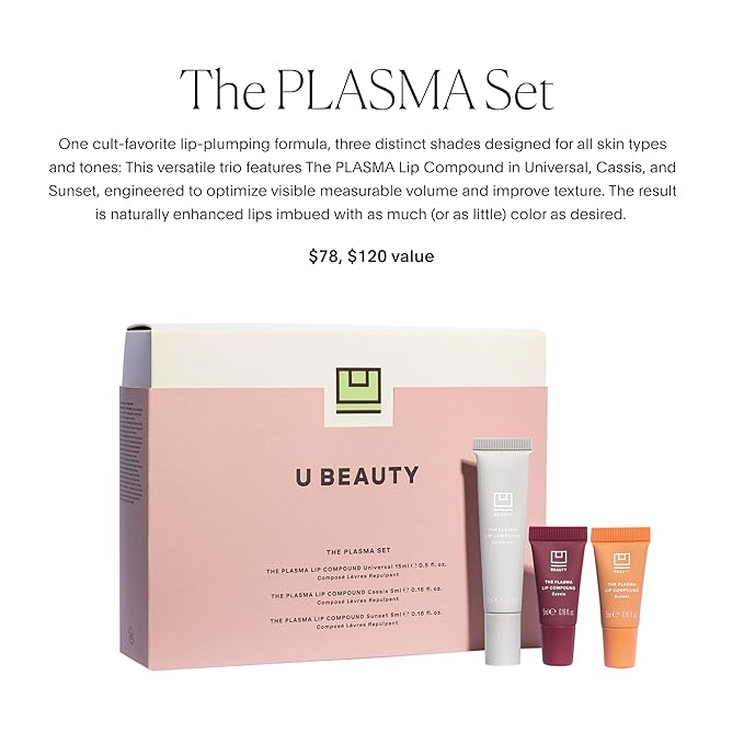 U Beauty The PLASMA Tinted Lip Compound - Anti-Aging & Anti-Wrinkle Lip Gloss, Hyaluronic Acid, Shea Butter & Peptides for Hydration & Plumping,3 Shades - 15 mL-Velvo Beauty