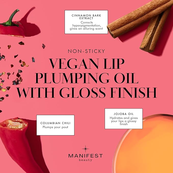 BIG POUT ENERGY Lip Plumper, Chili-Infused Lip Plumping Oil for Full and Smooth Lips, Lip Gloss Finish, With Easy Swipe XL Wand Applicator, Crystal Clear, 0.12 fl oz-Velvo Beauty