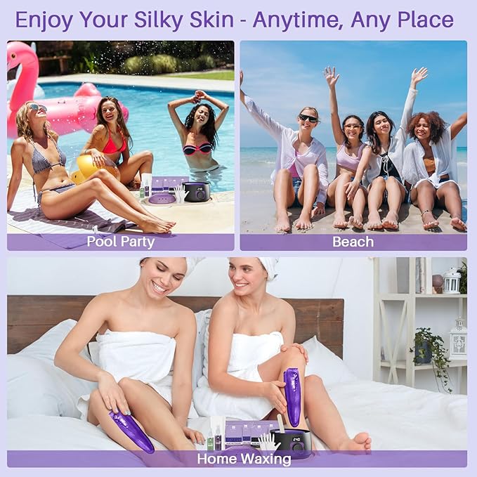 BLITZWAX Brazilian and Bikini Waxing Kit for Women, Hard Wax Warmer for Face, Legs and Body, At Home Hair Removal Kit, Beginner Friendly, Digital Fast Heating, 51 Wax Items-Velvo Beauty