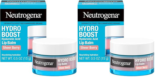 Neutrogena Hydro Boost Hyaluronic Acid Lip Balm, Nourishing Vitamin E Leaves Lips Feeling Hydrated, Sheer Pink Tinted Color with a Sweet Berry Flavor, Sheer Berry, 0.5 oz (Pack of 2)-Velvo Beauty
