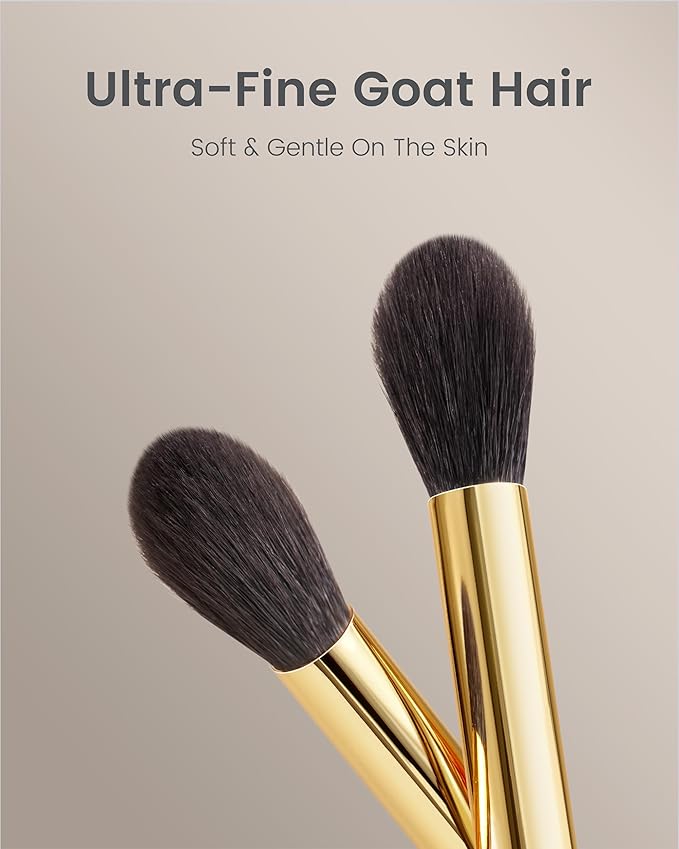 Desert Oak Series Eyeshadow Blending Brush - Dome Goat Hair Bristles for Seamless Crease Work, Premium Bubinga Handle with Gold Brass Ferrule (CM 169)-Velvo Beauty