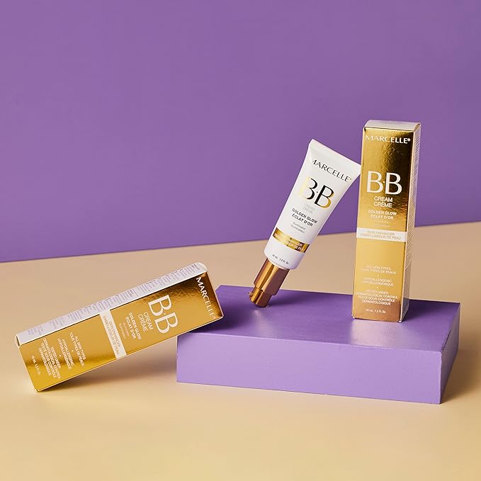 Marcelle BB Cream Golden Glow, Universal Shade, Tinted Moisturizer, Skin Enhancer, Illuminator, Beauty Balm, Non-Comedogenic, Paraben-Free, Oil-Free, Hypoallergenic, Cruelty-Free, 1.5 fl oz-Velvo Beauty