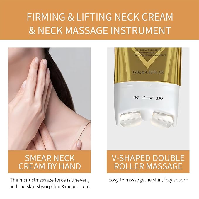 AH-8 Firming Neck Cream with Roller, Tightening & Lifting Cream for Sagging Skin, Contains Hexapeptide, Moisturizing for Face & Body Skin Tightening Cream-Velvo Beauty