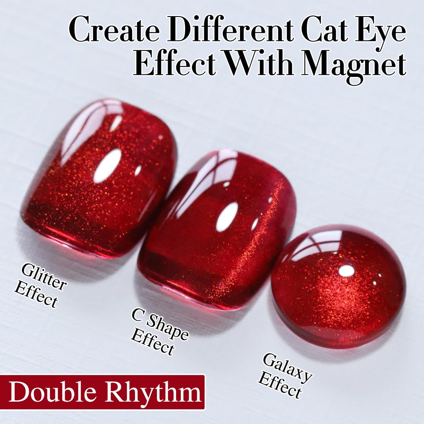 Double Rhythm Jelly Glass Cat Eye Gel Polish with Magnet 15ML Holographic Glitter Shimmer Translucent Sheer Color Magnetic Nail Polish Salon DIY at Home (Blood Red-MC1107)-Velvo Beauty