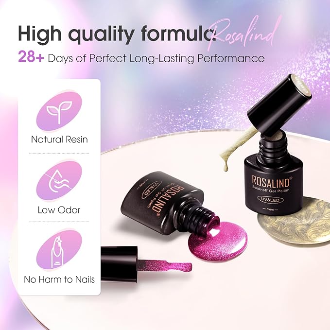 ROSALIND Cateye Gel Polish, 8 Colors Holographic Magnetic Cat Eye Gel Nail Polish Set with Magnet, Red Blue Purple Black Gel Polish Galaxy Collection Nail Art Gift DIY at Home-Velvo Beauty