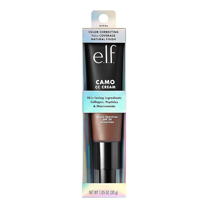 e.l.f. Camo CC Cream, SPF 30 Color-Correcting Medium-To-Full Coverage Face Foundation, Delivers An Airbrushed Finish, Vegan & Cruelty-Free, Deep 560 C-Velvo Beauty