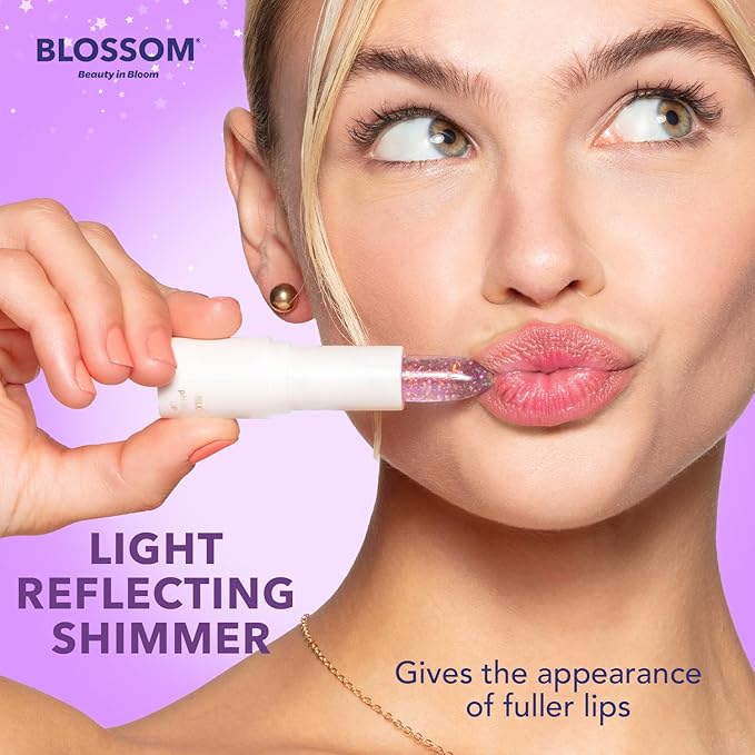 Blossom pH Adjusting Shimmering Lip Balm Moisturizing Glitter Sparkle Lip Balm, 0.12oz./3.5g, Moonstone-Velvo Beauty