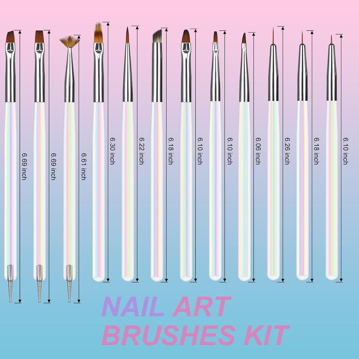 Artdone 12 PCS Nail Art Brushes Set Nail Art Liner Brush and Nail Dotting Pen Gel Polish Painting Tools For Nail Art Design Include Extension Gel Nail Brush And Arylic Nails-Velvo Beauty