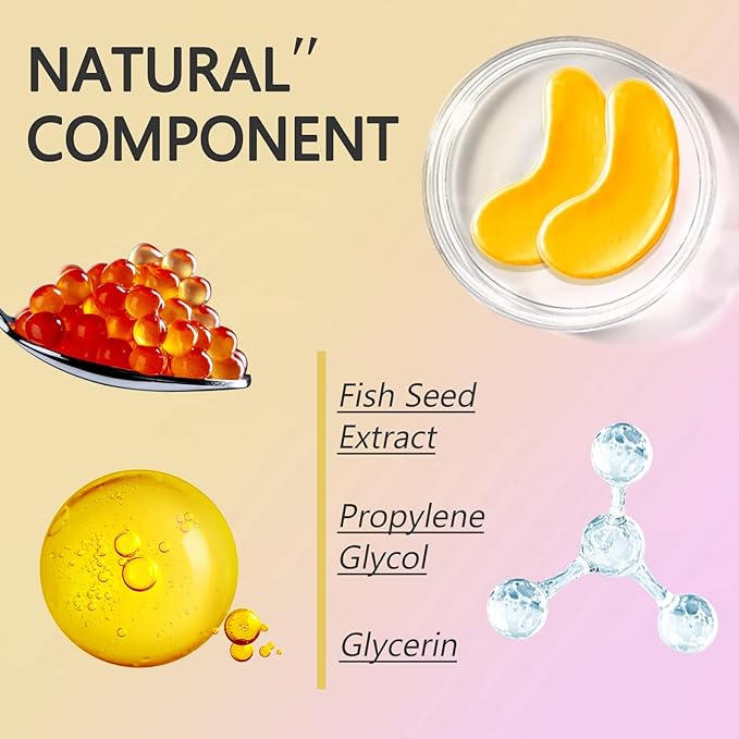 Under Eye Patches -30 Pairs Caviar Essence Eye Mask Eye Pads for Puffy Eyes, Reducing Dark Circles, Anti-Aging, Collagen Eye Mask for Moisturizing, Gold-Velvo Beauty