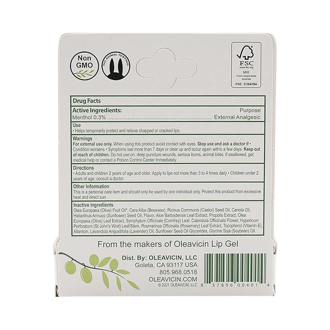 Natural Lip Balm by Oleavicin | Dry Lip Relief | Patented Moisturizing Formula for Chapped Lips | Organic Olive Leaf Extract (3)-Velvo Beauty