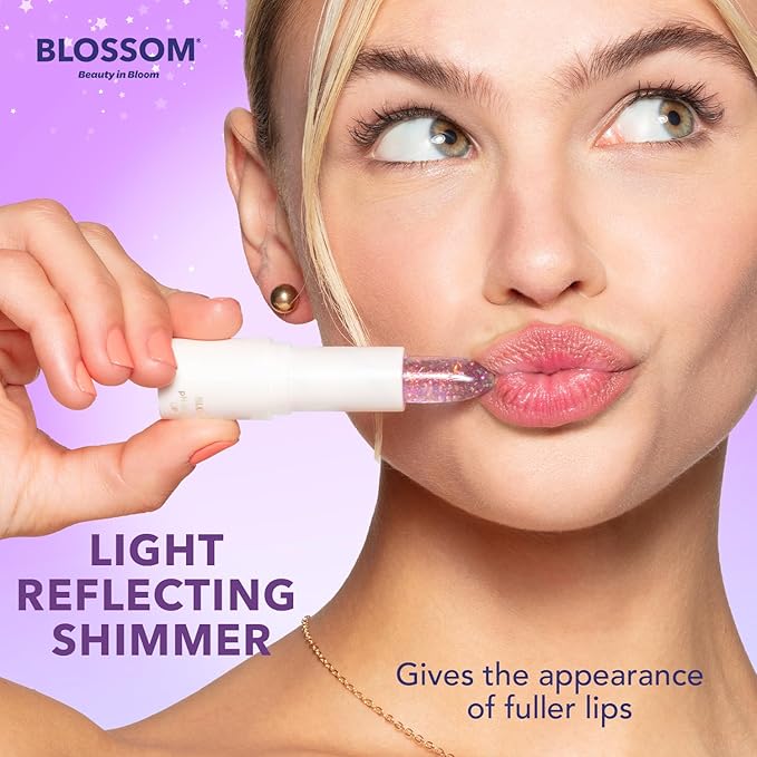 Blossom pH Adjusting Shimmering Lip Balm Moisturizing Glitter Sparkle Lip Balm, 0.12oz./3.5g, Coral-Velvo Beauty