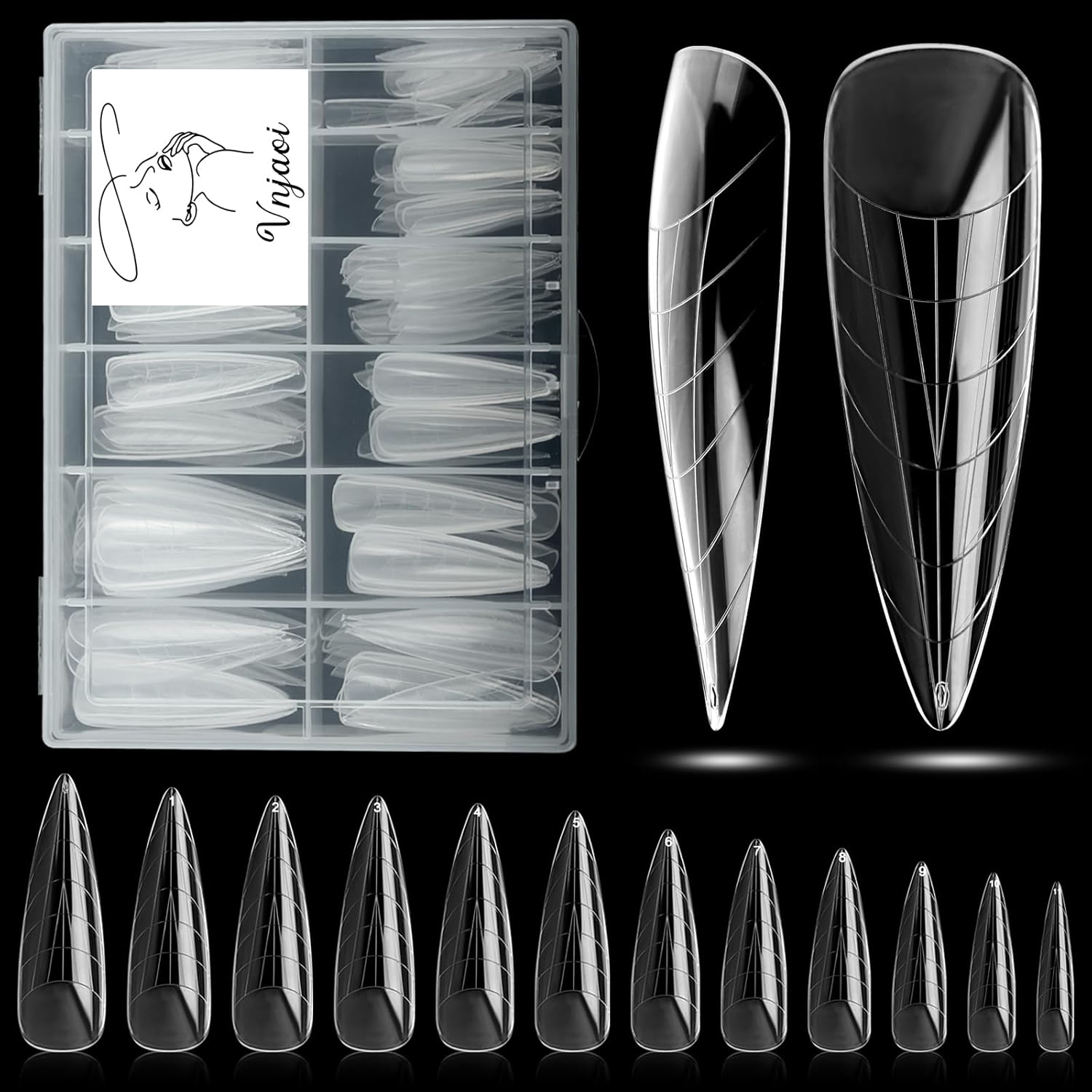 120 Pcs Poly Extension Gel Dual Nail Forms Nail Molds With Scale Builder Coffin Nail for Gel Manicure Nail Art Design Salon DIY at Home (Long Water Drop Dual Nail Forms Set)-Velvo Beauty