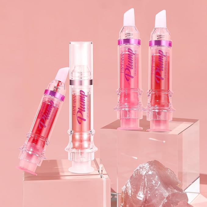 Lip Plumper Gloss 3 Colors Set,Natural Lip Plumping Oil and Lip Care Serum Enhancer for Fuller Booster Balm Moisturizing Hydrating&Reduce Fine Lines Nourishing Non-sticky Lips Mask Makeup-Velvo Beauty