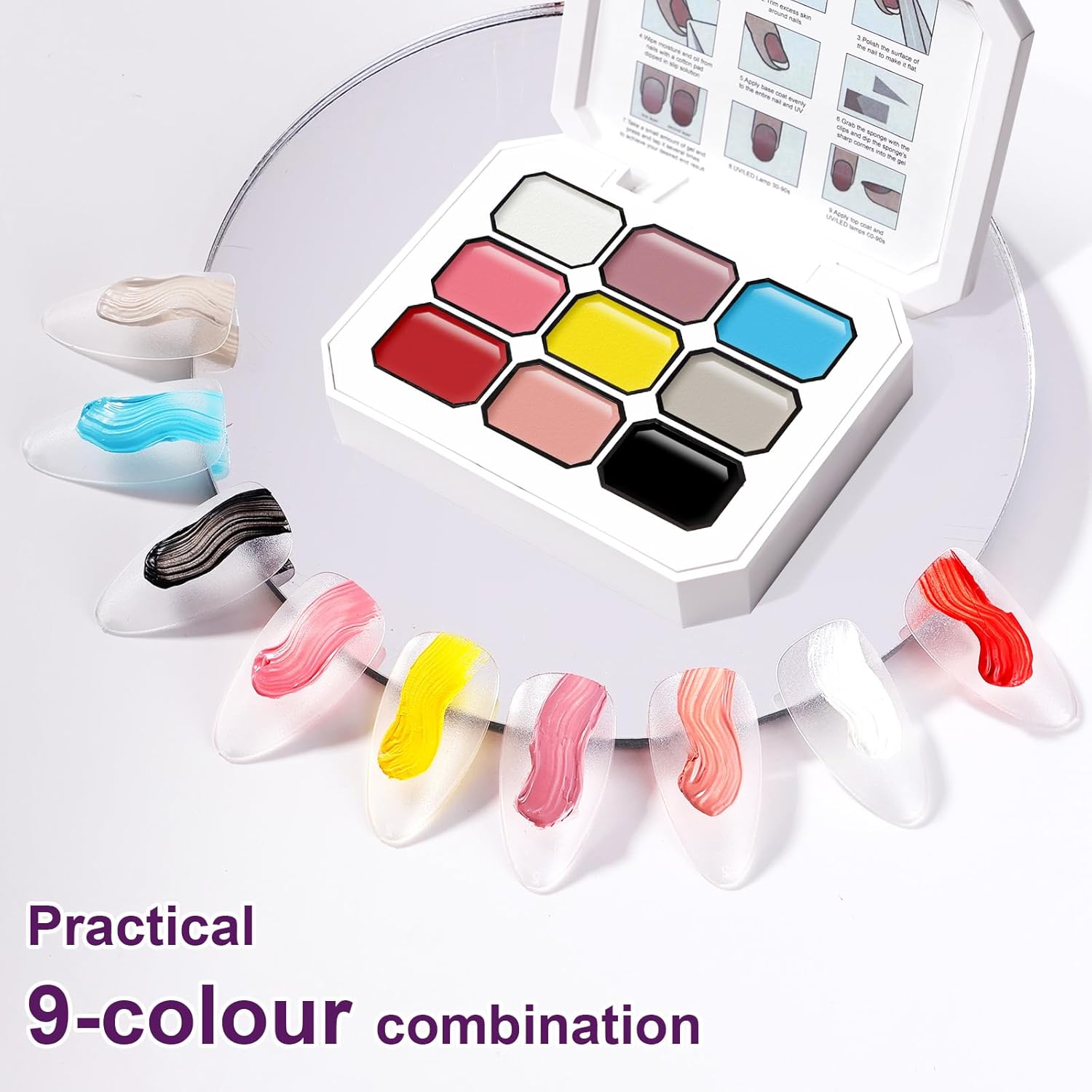 Gradient Painting Gel, 9 Colors Ombre Gel Nail Polish Oil Painting 3D Sculpture Effect for Pigment Pat Nails French Manicure DIY Nail Art Long-lasting Soak of UV/LED Artistic Inspiration-Velvo Beauty