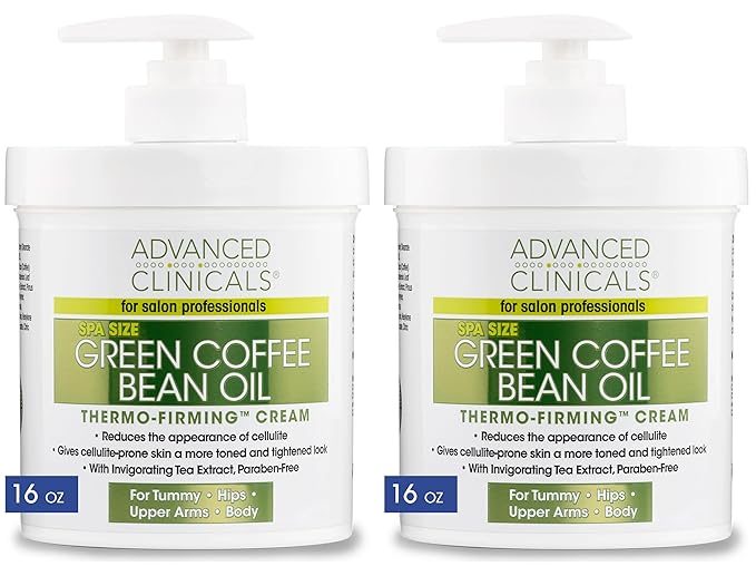 Advanced Clinicals Thermo Firming Green Coffee Bean Moisturizer Body Cream | Anti Cellulite Caffeine Firming Lotion For Legs, Arms, & Body | Skin Care Products | Aging Skin Tightening Cream, 2-Pack-Velvo Beauty