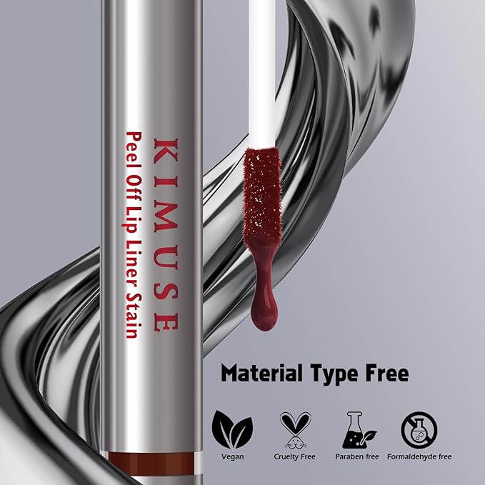 KIMUSE Peel Off Lip Liner Stain, Long Lasting Lip Tint Stain Peel Off, Waterproof, Transfer-Proof, Highly Pigmented Color Peel Off Lip Stain Liner, Matte Finish-Velvo Beauty