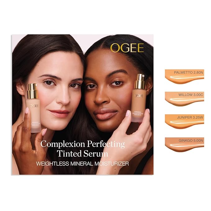 Ogee Complexion Perfecting Liquid Foundation - Lightweight Tinted Moisturizer For Face (Juniper 3.25W - Medium Light Tan, Bright-Golden Undertone) - with Vitamin C & Jojoba Oil - Certified Organic-Velvo Beauty