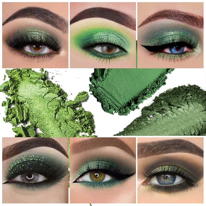 9 Colors Green Olive Matte Shimmer Eyeshadow Palette for Eye Makeup,High Pigmented Pink Emerald Mint Eye Shadow Primers Powder Palet de sombras de ojos-Velvo Beauty