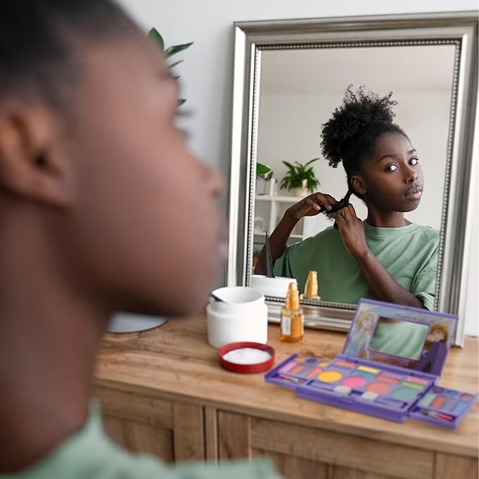 Disney Frozen Elsa Anna Cosmetic Compact Set with Mirror 22 lip glosses, 4 Body Shines, 6 Brushes Colorful Portable Foldable Washable Makeup Beauty Kit Box Set for Girls Kids Toddler-Velvo Beauty